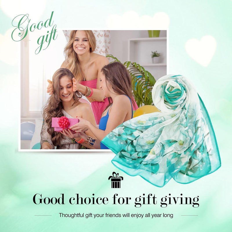 E-Clover Herebuy - Unique Women's Floral Scarves: Chiffon Flowers & Birds Printed Scarf - Image 5